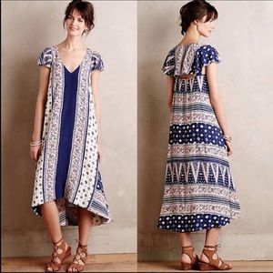 Anthropologie Blue and White Maxi Dress